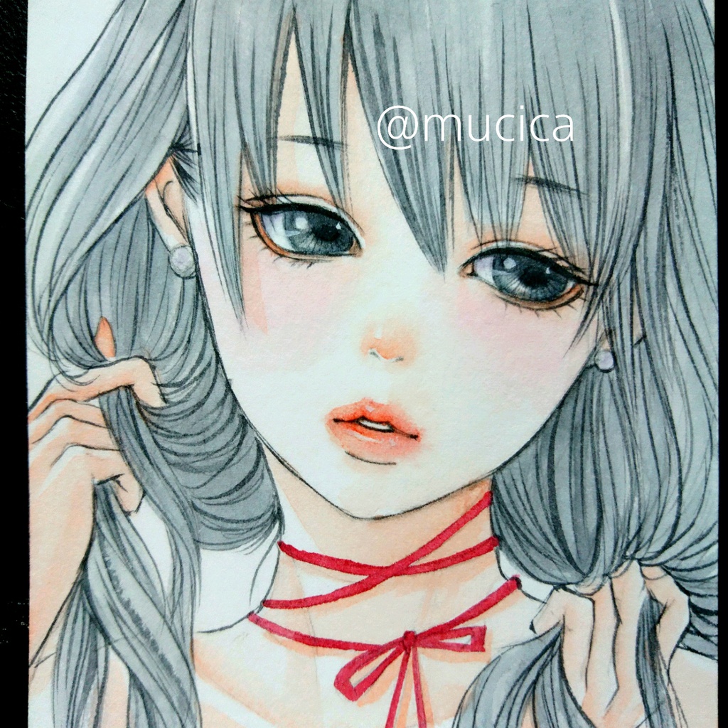 ■生原画■ ━ パールとリボン ━ 手描きイラスト