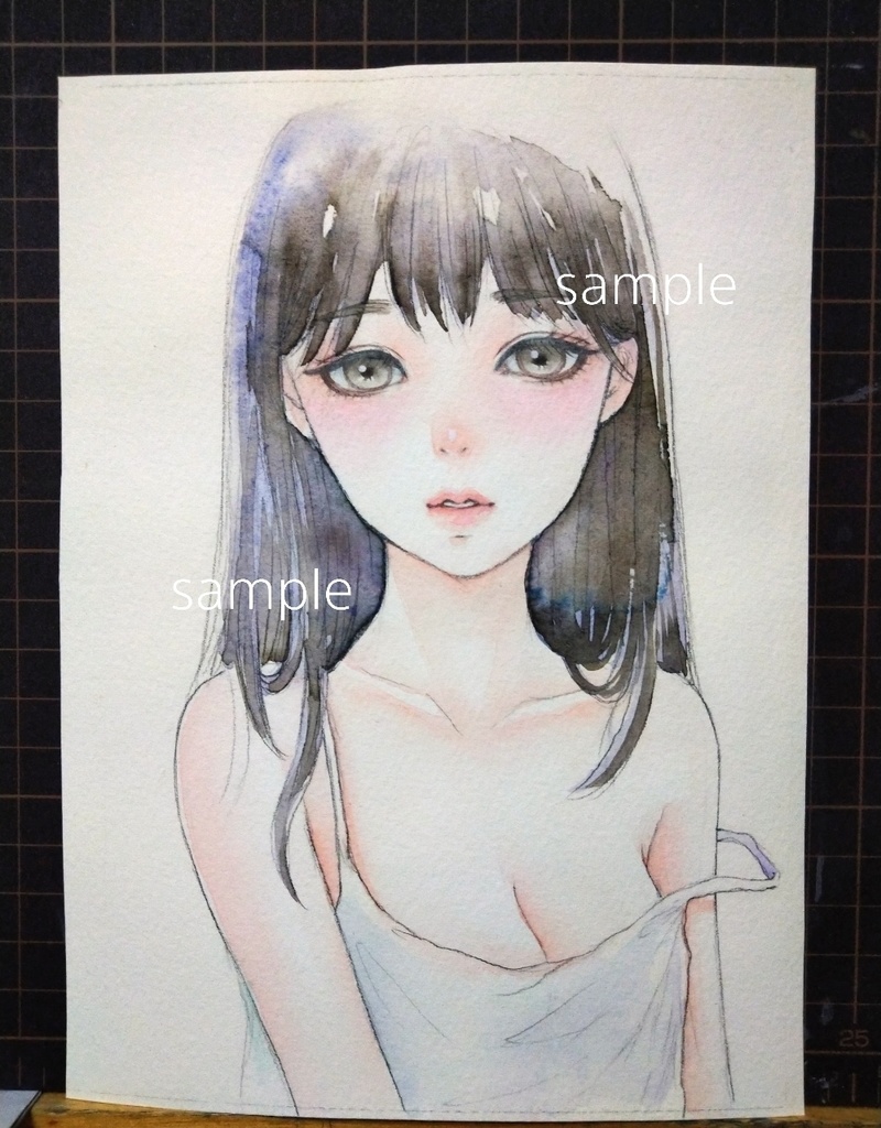 手描きイラスト　女の子　水彩画