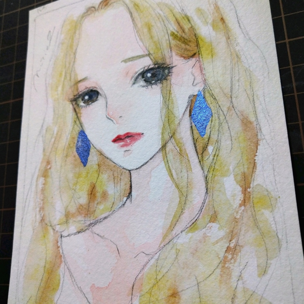 作家さん 色紙絵 水彩画 水墨画 朝顔 手書き - その他