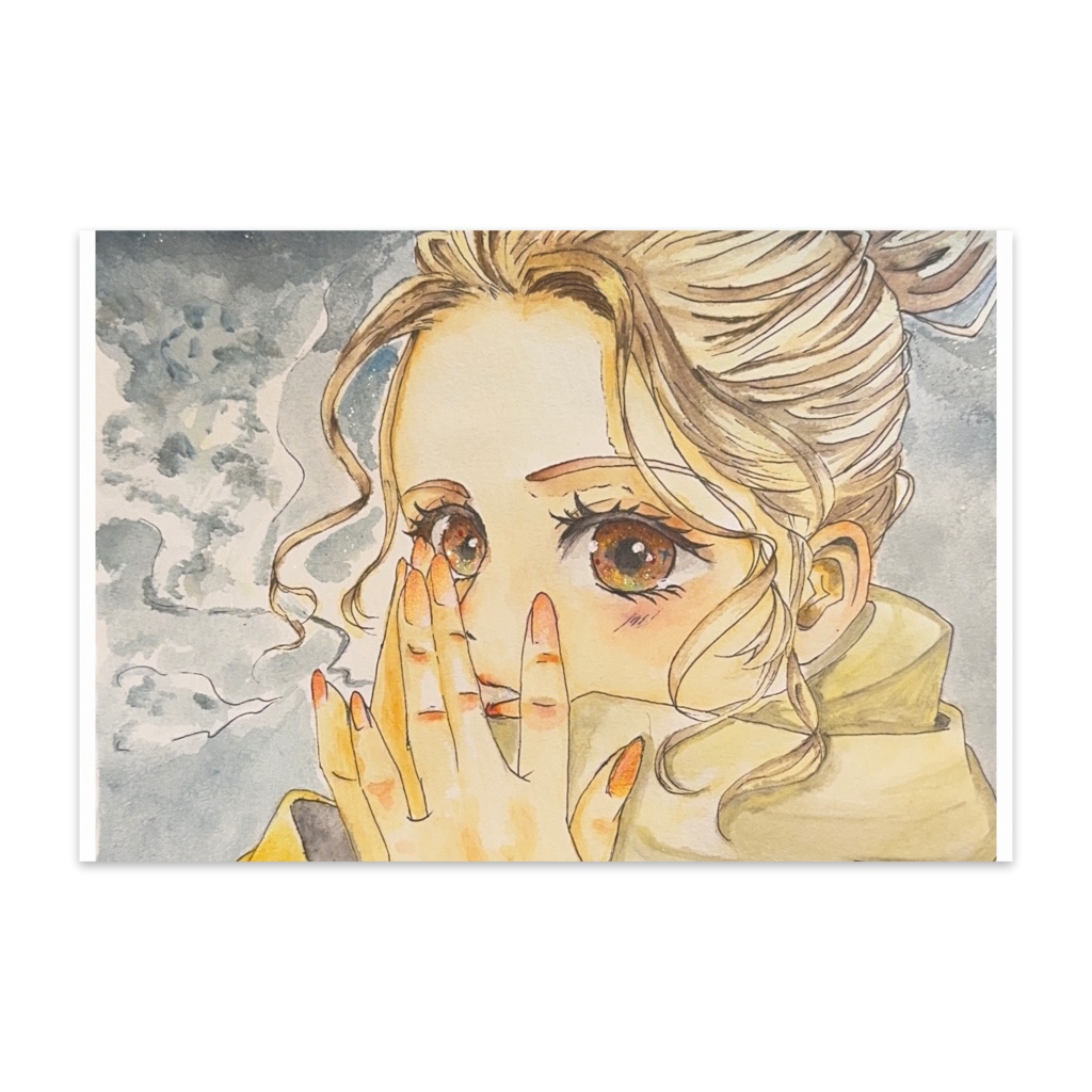 手を温める女性