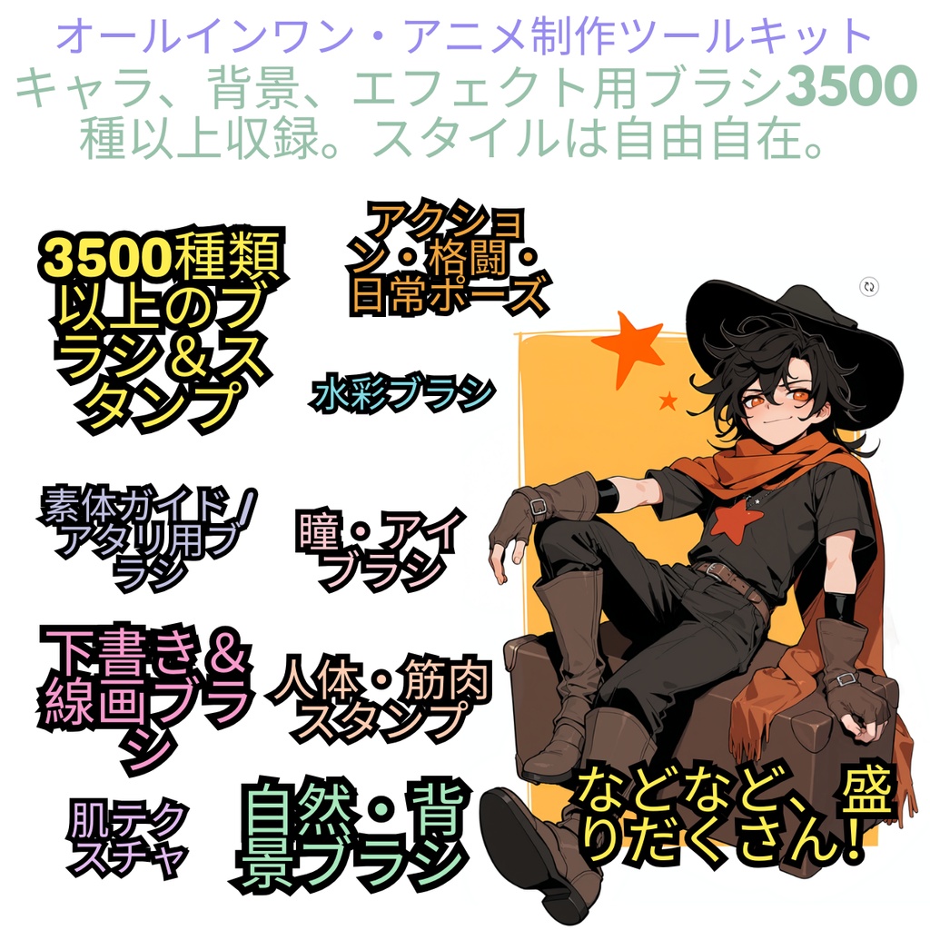 アルティメット アニメ&漫画 Procreateブラシセット(3509本+60パレット)