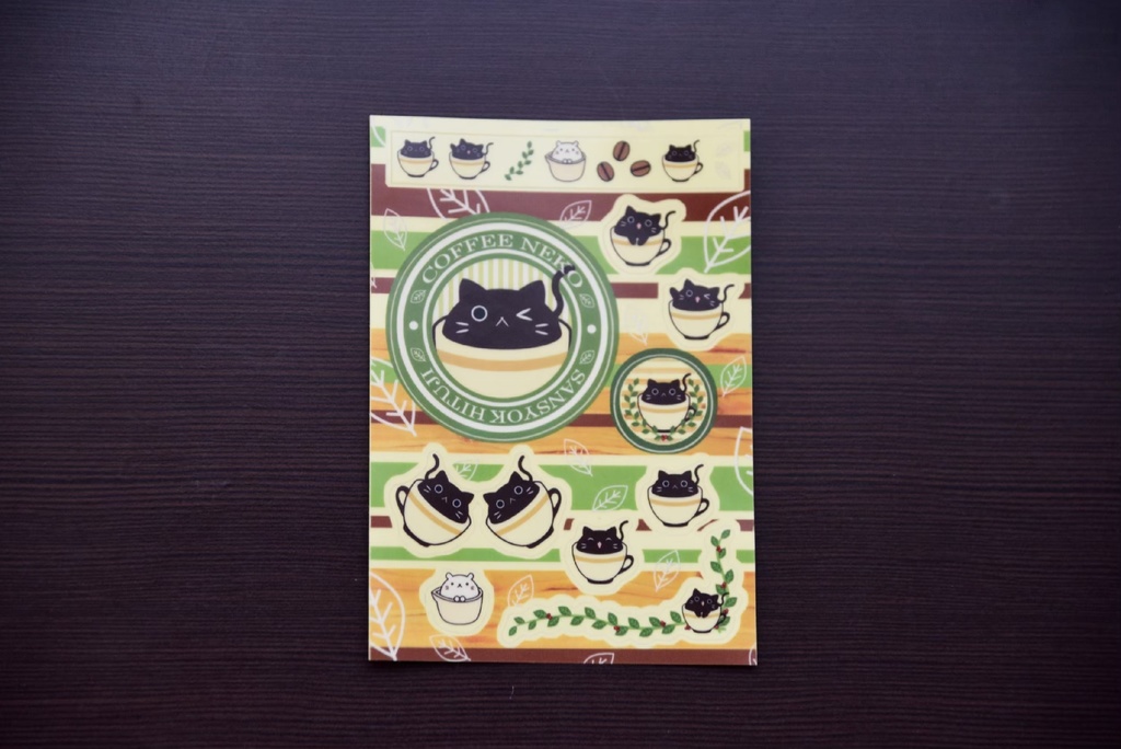 コーヒーねこ透明シール