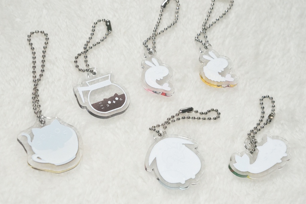 キーホルダー(コーヒーねこ、えびうさ、下仁田ねぎねこ)