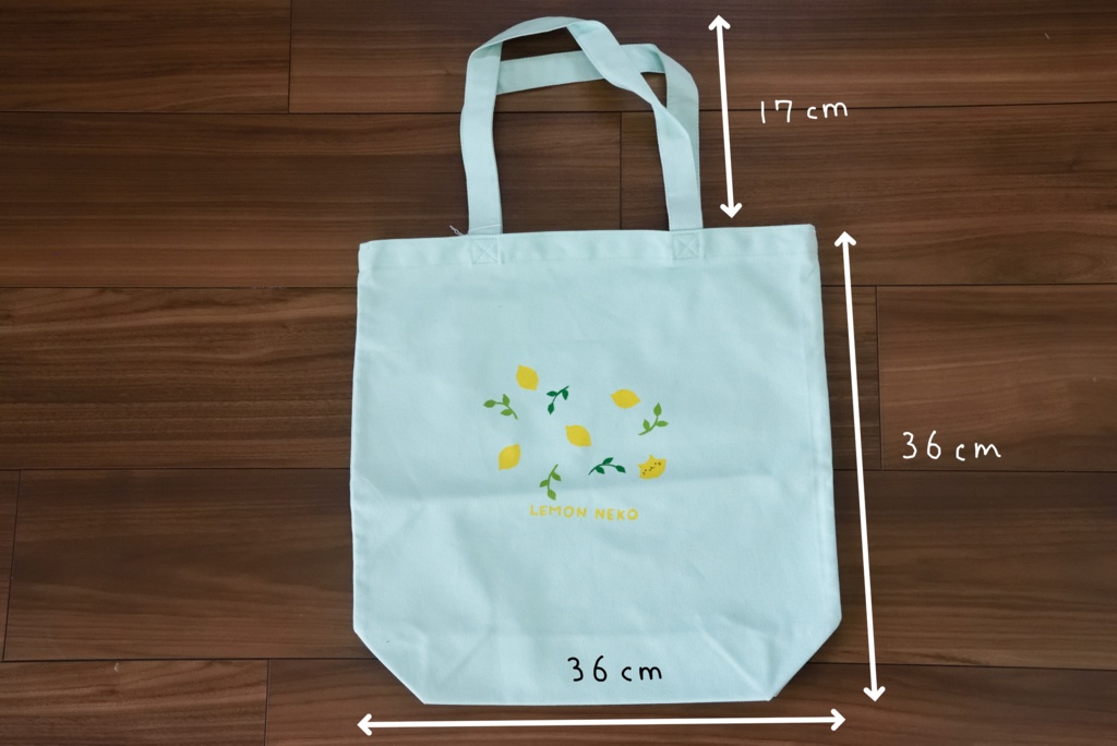 【手描き】レモンねこトートバッグ