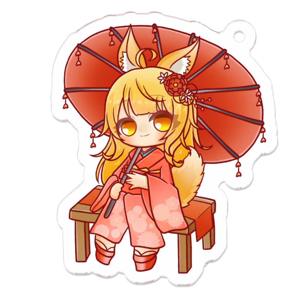 【紅葉谷 椿 】アクリルキーホルダー 和傘