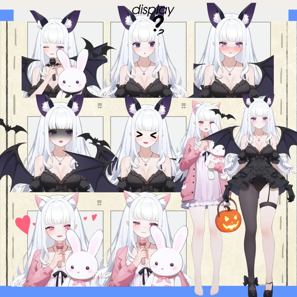 【FREE/無料 live2dモデル/live2d model】黒と白のダブルサキュバス|Black&White Succubus【VTS対応】