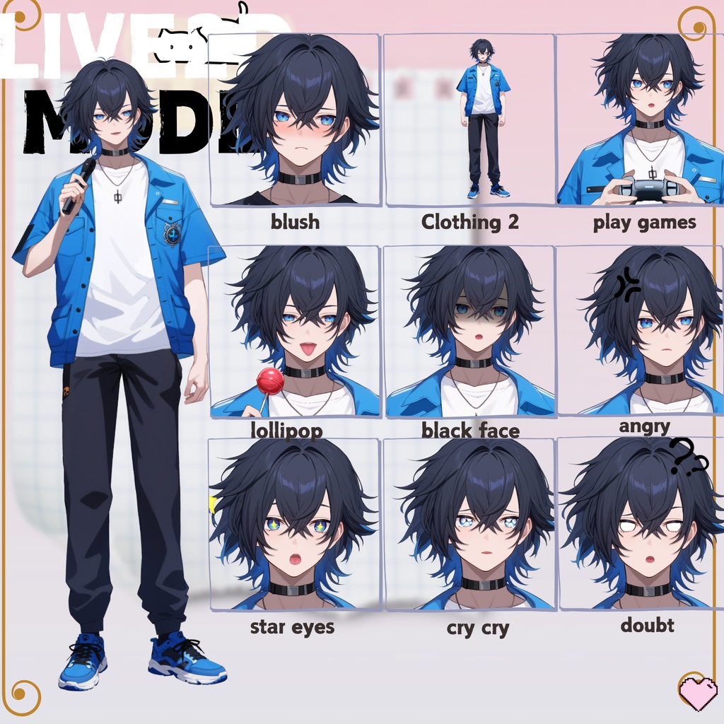 【FREE/無料 live2dモデル/live2d model】黒髪の男の子|Black-haired boy【VTS対応】