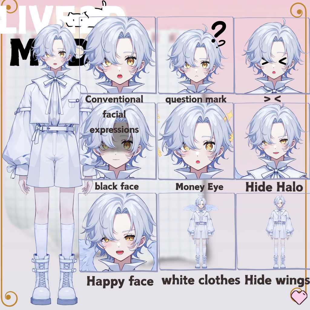 【live2dモデル】白髪の天使の少年|White hair angel boy【VtubeStudio対応】