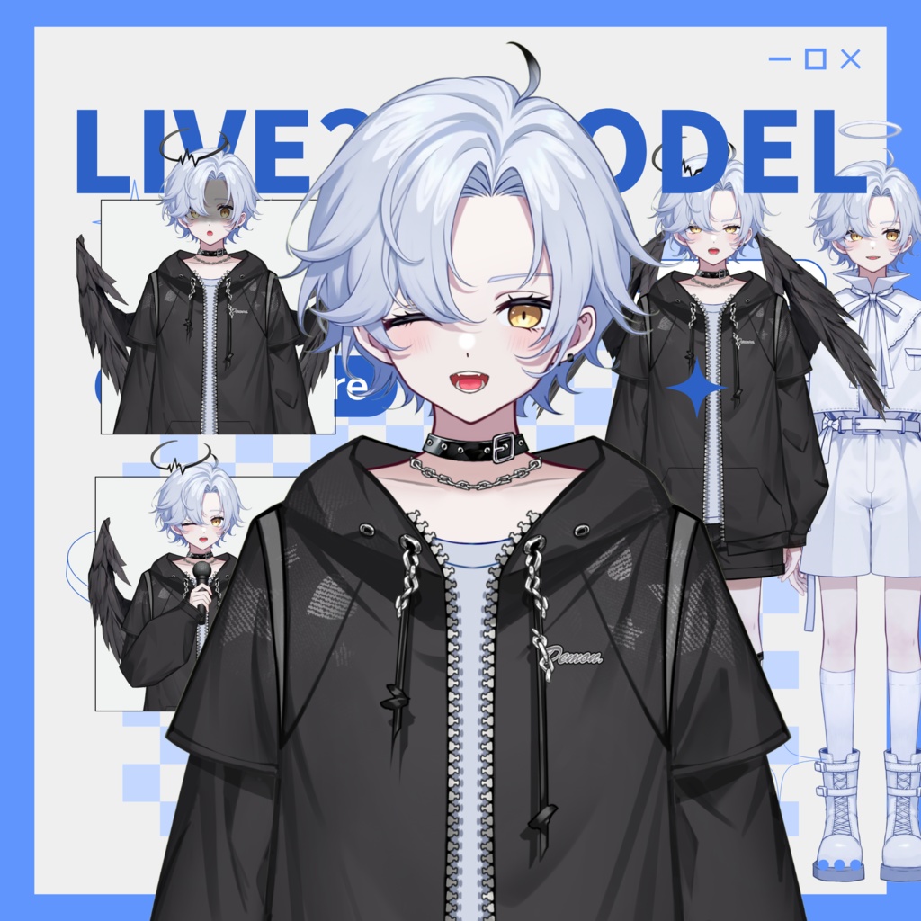 【live2dモデル】V2.0白髪の天使の少年|V2.0White hair angel boy【VtubeStudio対応】