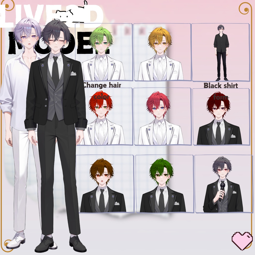 【live2dモデル】アイドル系少年・髪色瞳色変更&衣装切替可・多表情対応 | Idol-type Boy・Changeable Hair/Eye Color & Outfit・Multi Expressions【VTS対応】