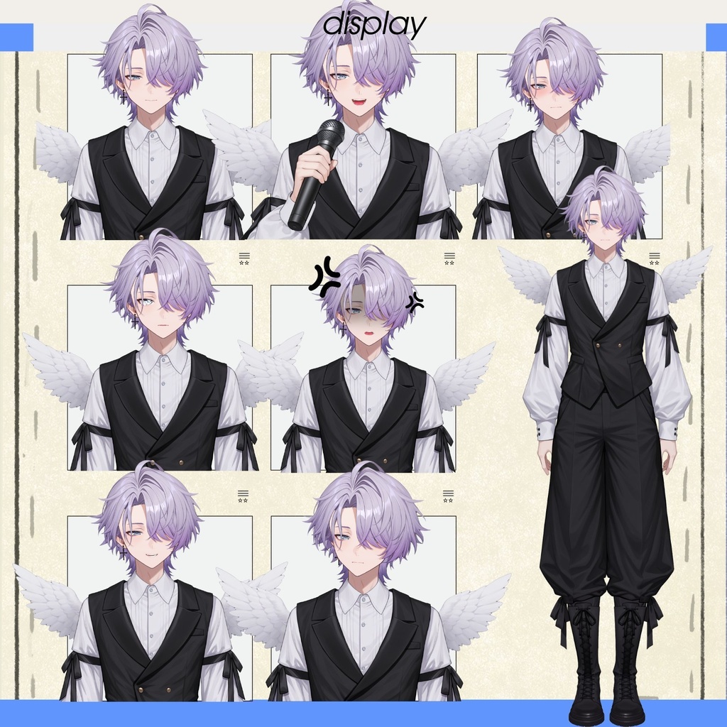 【live2d汎用モデル】地雷系天使・男の子・多表情対応・VTS対応 | Mine-type Angel Boy Live2D Model