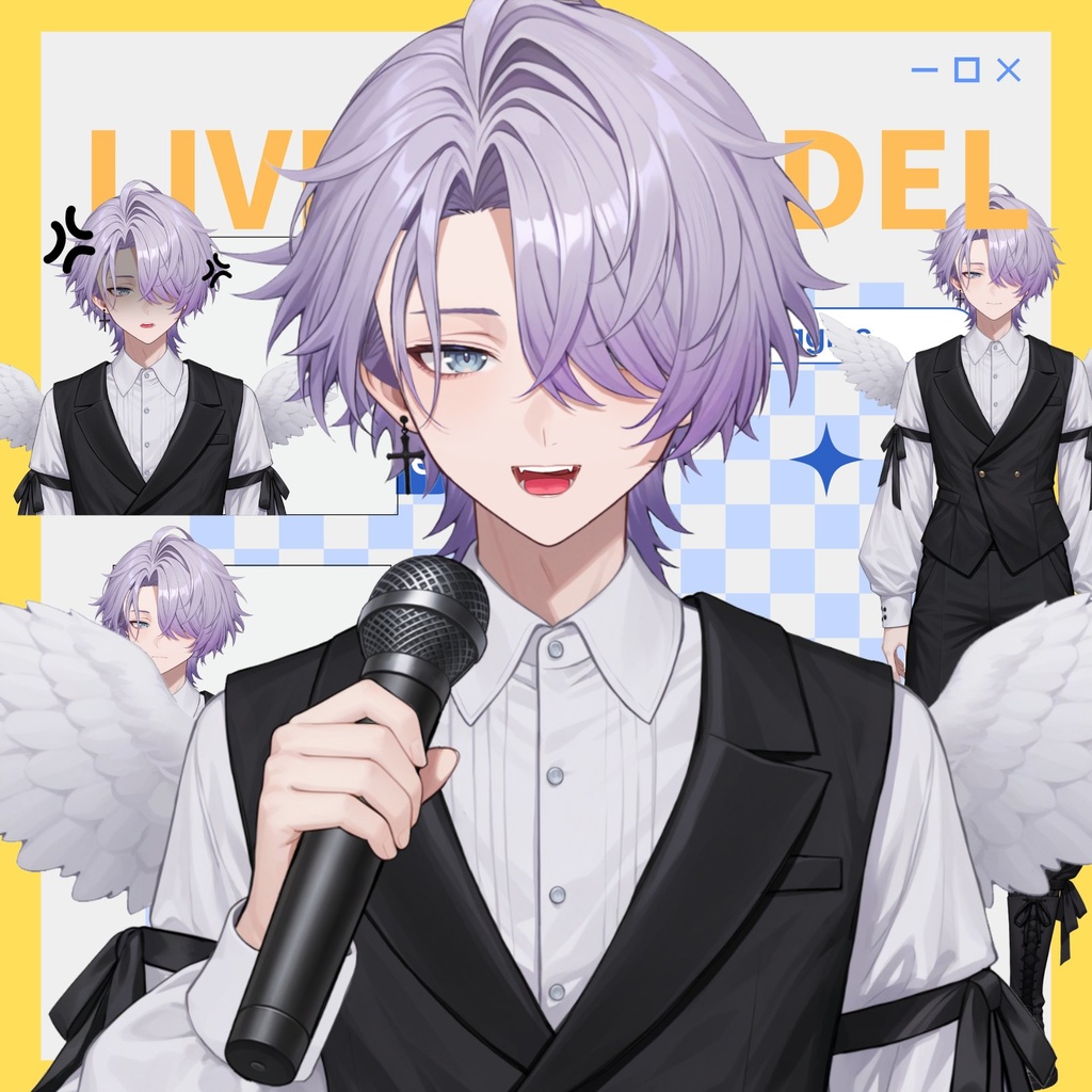 【live2d汎用モデル】地雷系天使・男の子・多表情対応・VTS対応 | Mine-type Angel Boy Live2D Model