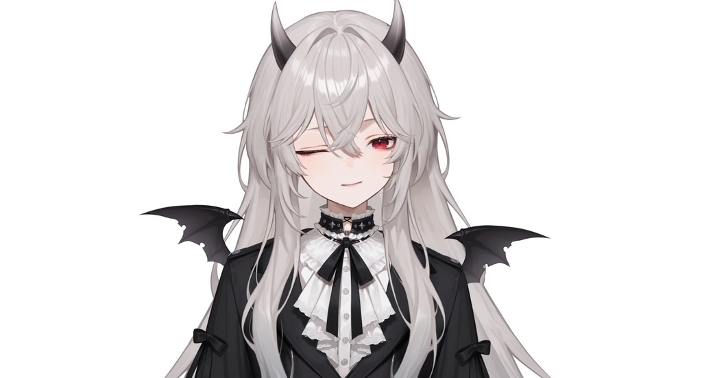 【live2d汎用モデル】白髪小悪魔男の子 ロングヘア 可愛く優雅・多表情対応・VTS対応 | White-haired Little Devil Boy Long Hair Cute and Elegant・Multi-expression Support・VTS Compatible