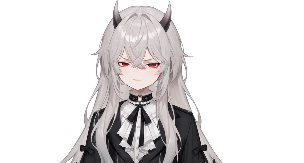 【live2d汎用モデル】白髪小悪魔男の子 ロングヘア 可愛く優雅・多表情対応・VTS対応 | White-haired Little Devil Boy Long Hair Cute and Elegant・Multi-expression Support・VTS Compatible