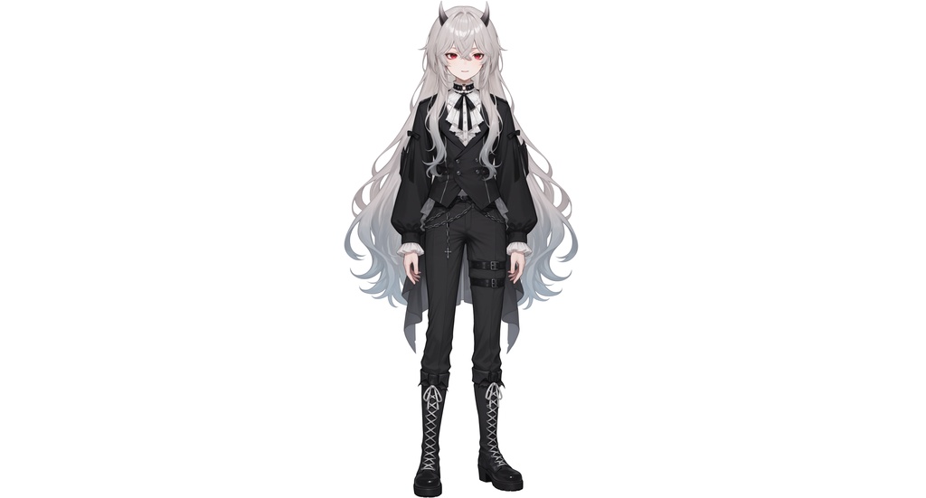 【live2d汎用モデル】白髪小悪魔男の子 ロングヘア 可愛く優雅・多表情対応・VTS対応 | White-haired Little Devil Boy Long Hair Cute and Elegant・Multi-expression Support・VTS Compatible