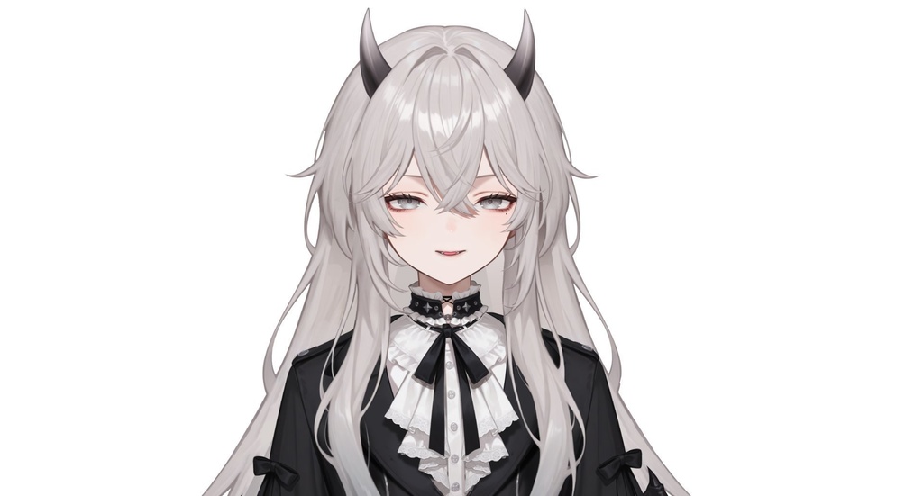 【live2d汎用モデル】白髪小悪魔男の子 ロングヘア 可愛く優雅・多表情対応・VTS対応 | White-haired Little Devil Boy Long Hair Cute and Elegant・Multi-expression Support・VTS Compatible