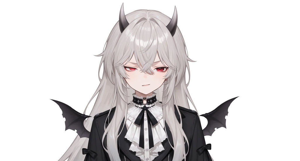 【live2d汎用モデル】白髪小悪魔男の子 ロングヘア 可愛く優雅・多表情対応・VTS対応 | White-haired Little Devil Boy Long Hair Cute and Elegant・Multi-expression Support・VTS Compatible