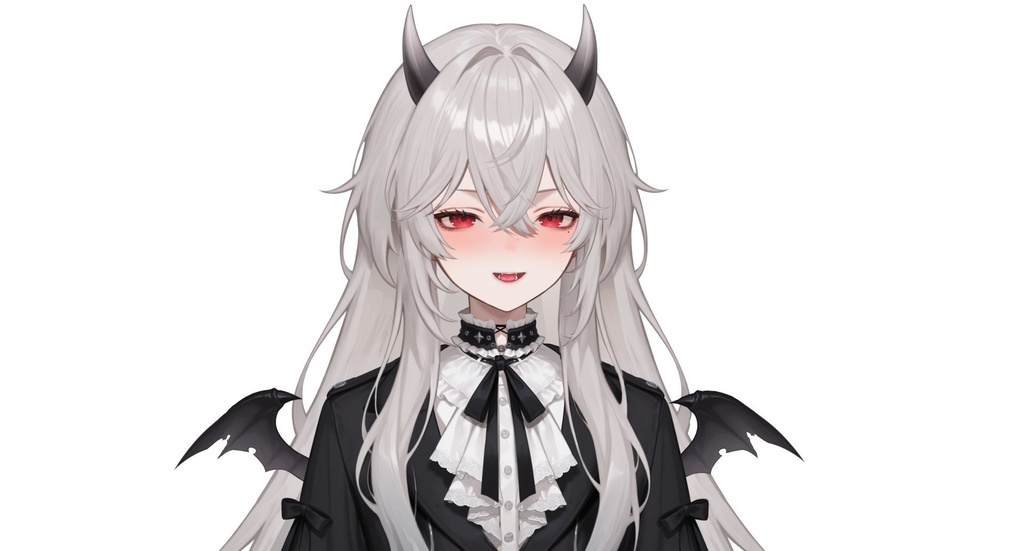 【live2d汎用モデル】白髪小悪魔男の子 ロングヘア 可愛く優雅・多表情対応・VTS対応 | White-haired Little Devil Boy Long Hair Cute and Elegant・Multi-expression Support・VTS Compatible