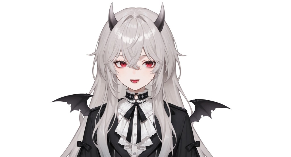 【live2d汎用モデル】白髪小悪魔男の子 ロングヘア 可愛く優雅・多表情対応・VTS対応 | White-haired Little Devil Boy Long Hair Cute and Elegant・Multi-expression Support・VTS Compatible