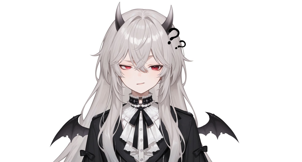 【live2d汎用モデル】白髪小悪魔男の子 ロングヘア 可愛く優雅・多表情対応・VTS対応 | White-haired Little Devil Boy Long Hair Cute and Elegant・Multi-expression Support・VTS Compatible