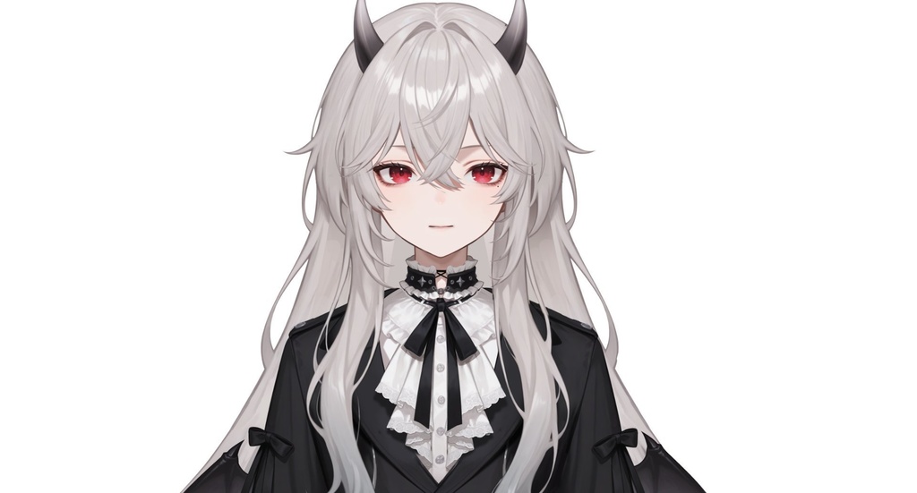 【live2d汎用モデル】白髪小悪魔男の子 ロングヘア 可愛く優雅・多表情対応・VTS対応 | White-haired Little Devil Boy Long Hair Cute and Elegant・Multi-expression Support・VTS Compatible