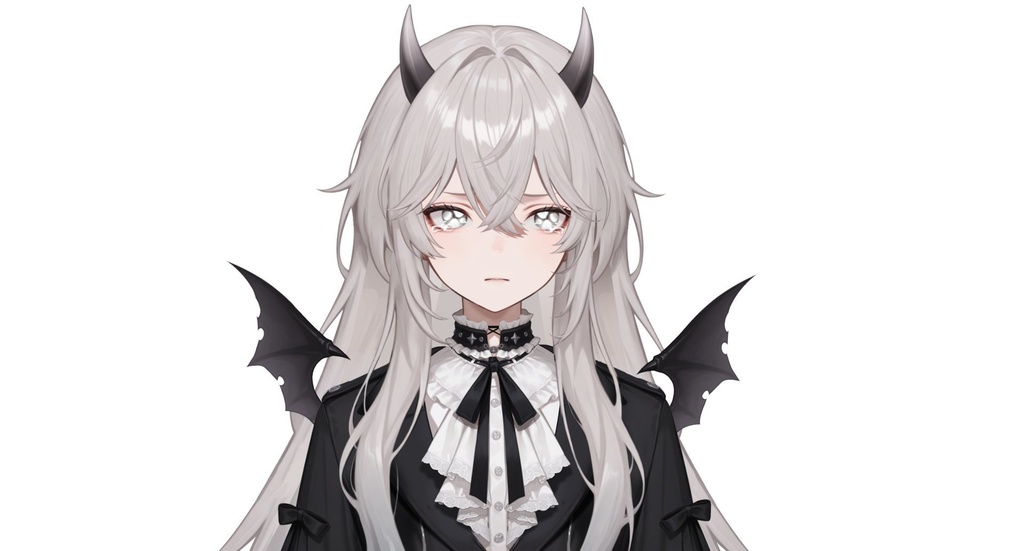 【live2d汎用モデル】白髪小悪魔男の子 ロングヘア 可愛く優雅・多表情対応・VTS対応 | White-haired Little Devil Boy Long Hair Cute and Elegant・Multi-expression Support・VTS Compatible