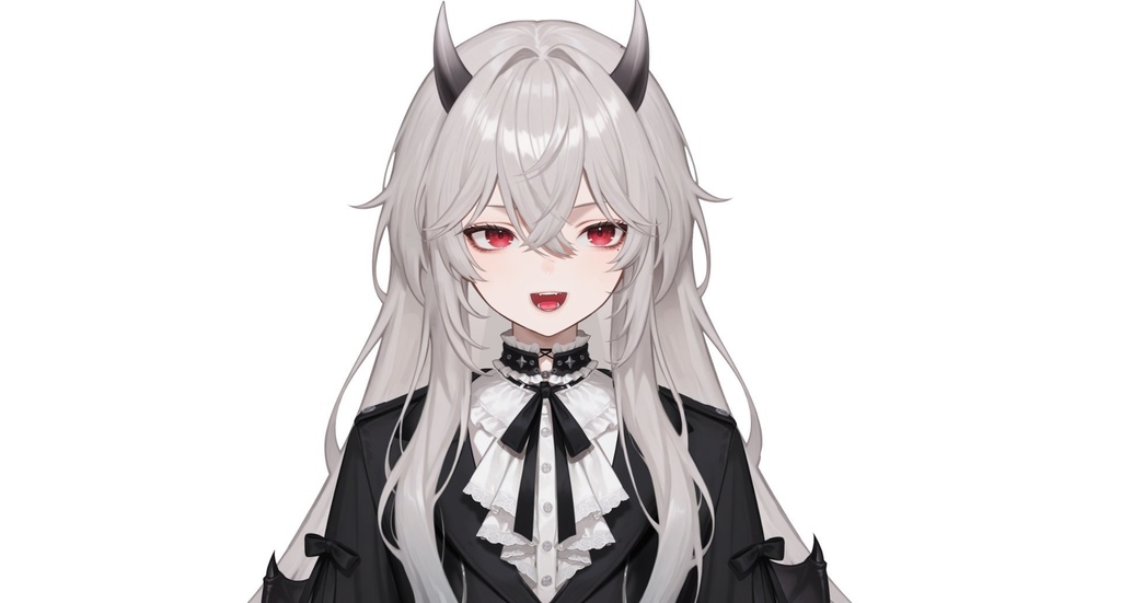 【live2d汎用モデル】白髪小悪魔男の子 ロングヘア 可愛く優雅・多表情対応・VTS対応 | White-haired Little Devil Boy Long Hair Cute and Elegant・Multi-expression Support・VTS Compatible