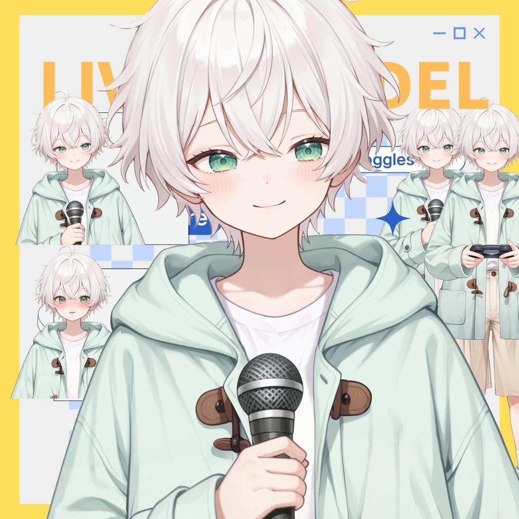 【live2d汎用モデル】白髪 小正太 可愛い・多表情対応・VTS対応 | White-haired Little Boy Cute・Multi-expression Support・VTS Compatible