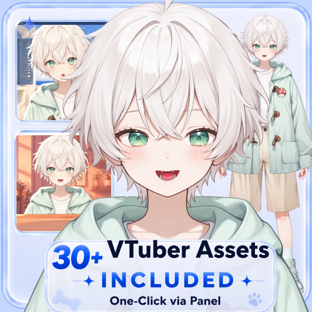 【live2d汎用モデル】白髪 小正太 可愛い・多表情対応・VTS対応 | White-haired Little Boy Cute・Multi-expression Support・VTS Compatible