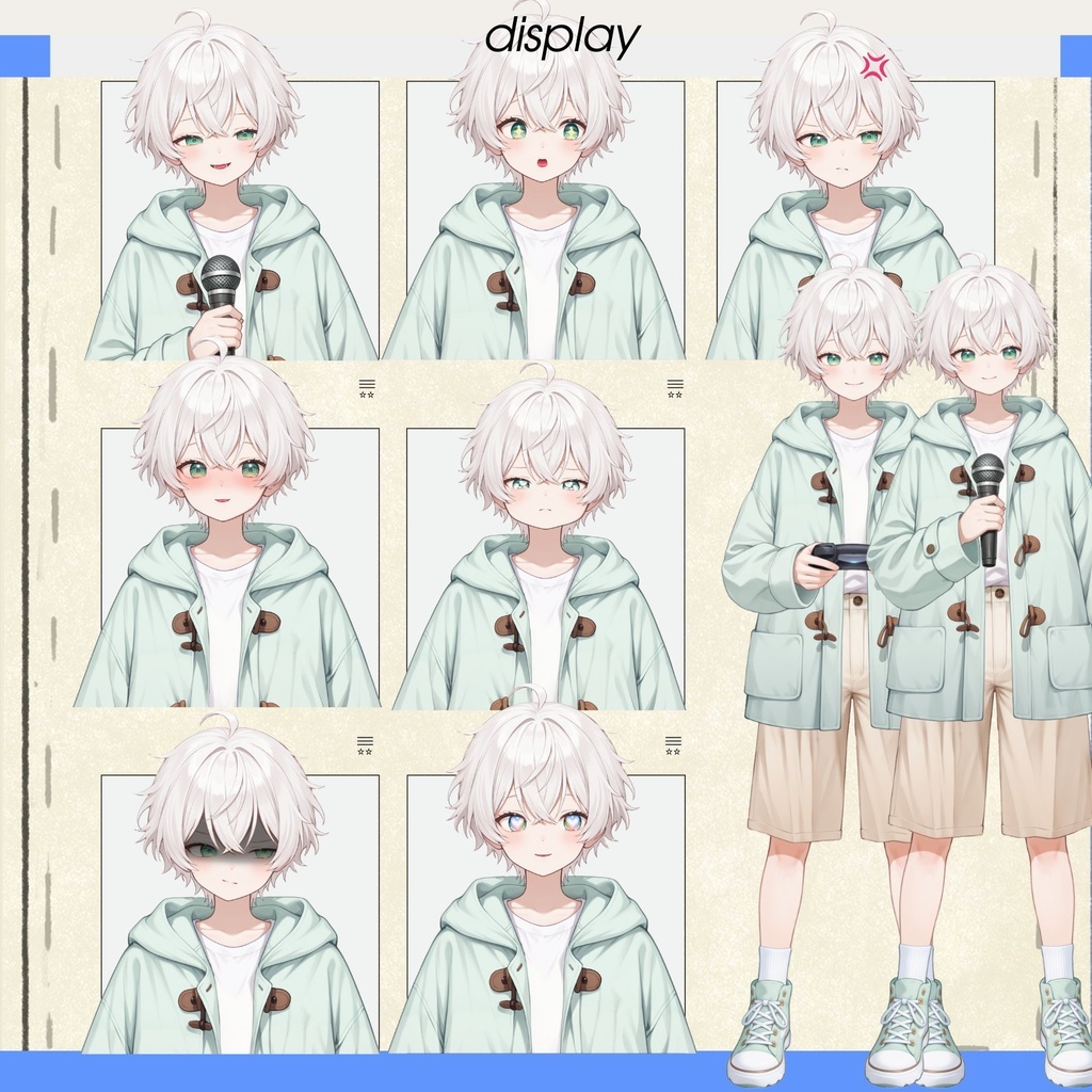 【live2d汎用モデル】白髪 小正太 可愛い・多表情対応・VTS対応 | White-haired Little Boy Cute・Multi-expression Support・VTS Compatible