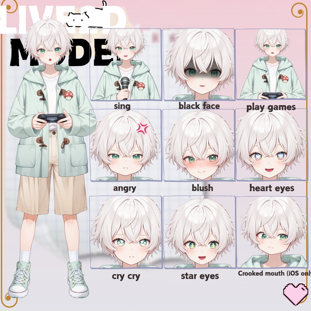 【live2d汎用モデル】白髪 小正太 可愛い・多表情対応・VTS対応 | White-haired Little Boy Cute・Multi-expression Support・VTS Compatible