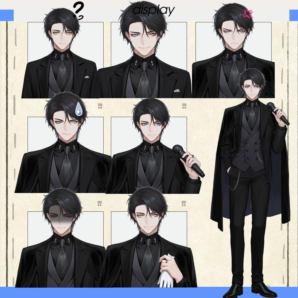 【live2d汎用モデル】黒髪イケメンスーツ男性・优雅・多表情対応・VTS対応 | Black-haired Handsome Suit Man・Elegant・Multi-expression Support・VTS Compatible