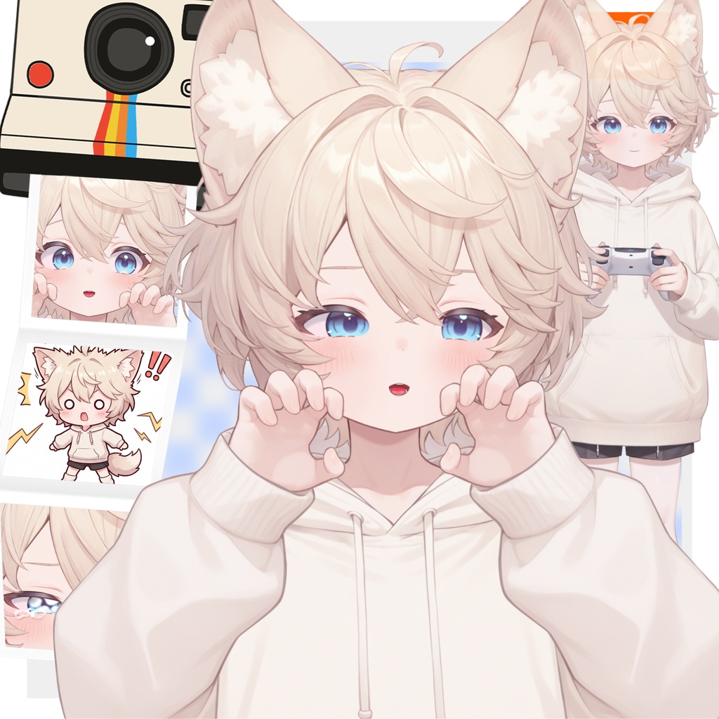 【live2d汎用モデル】ミルクティーカラーの猫男子・多表情対応・VTS対応 | Milk Tea Colored Cat Boy · Multi-Expression Compatible · VTS Compatible