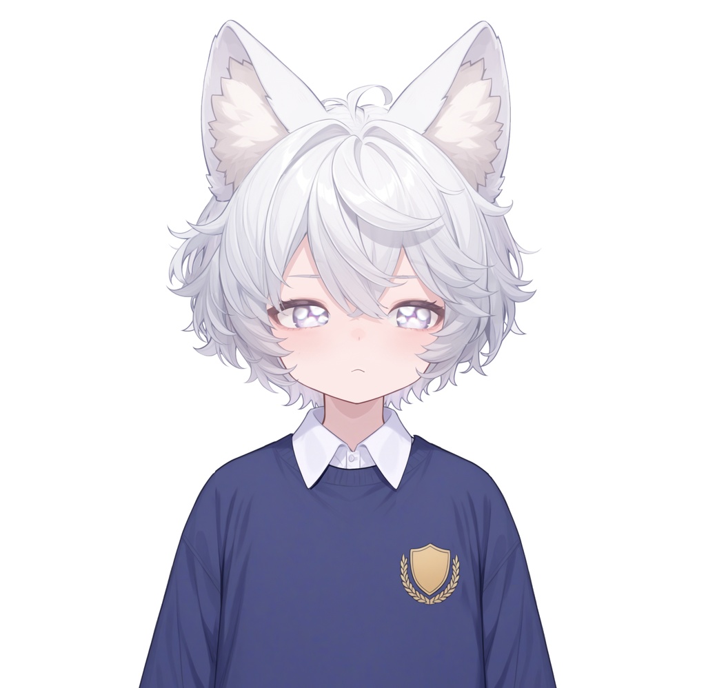 【live2d汎用モデル】白髪の正太猫耳男子・多表情対応・VTS対応 | White-haired Shota Cat-eared Boy