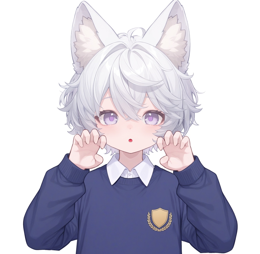 【live2d汎用モデル】白髪の正太猫耳男子・多表情対応・VTS対応 | White-haired Shota Cat-eared Boy
