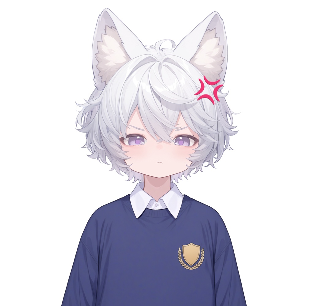 【live2d汎用モデル】白髪の正太猫耳男子・多表情対応・VTS対応 | White-haired Shota Cat-eared Boy