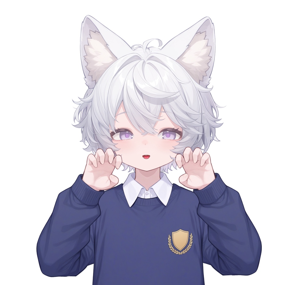 【live2d汎用モデル】白髪の正太猫耳男子・多表情対応・VTS対応 | White-haired Shota Cat-eared Boy