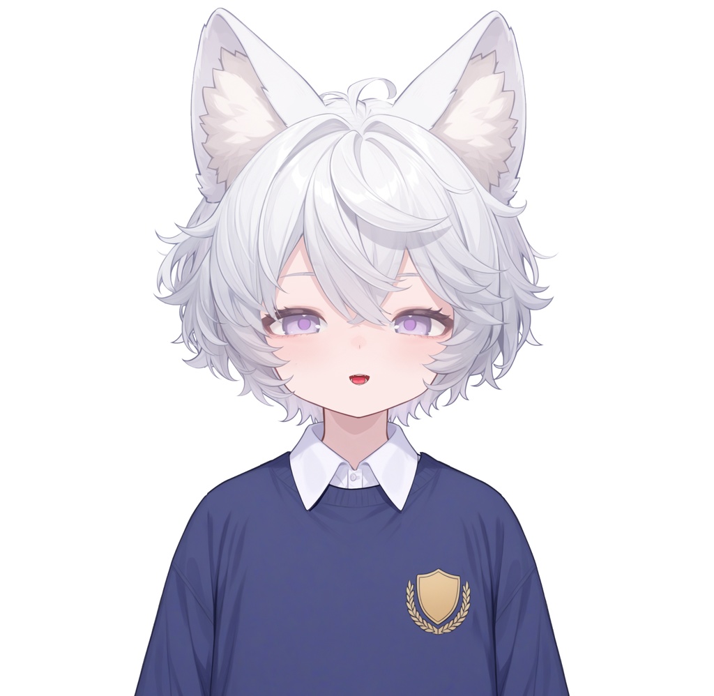 【live2d汎用モデル】白髪の正太猫耳男子・多表情対応・VTS対応 | White-haired Shota Cat-eared Boy
