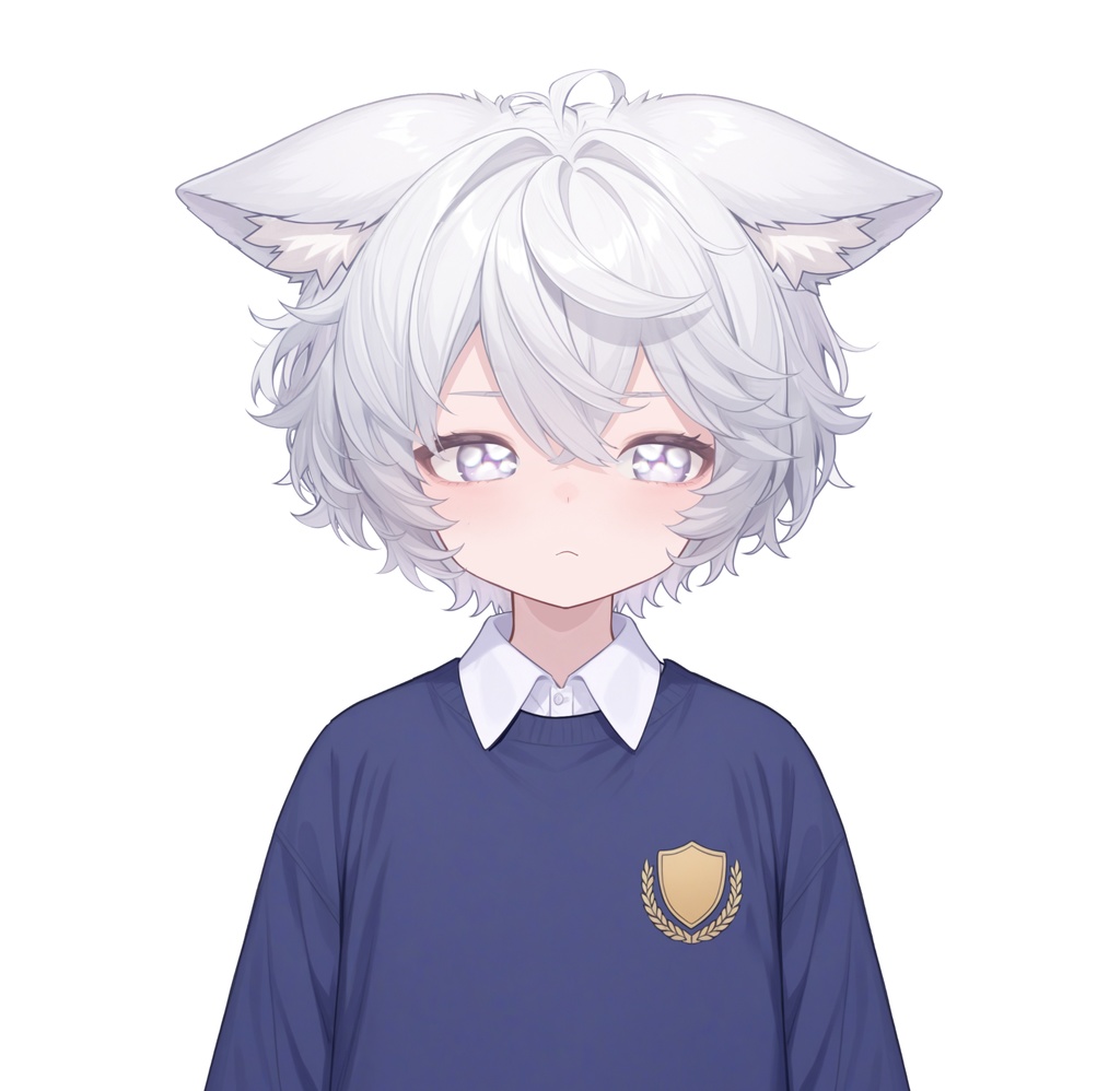 【live2d汎用モデル】白髪の正太猫耳男子・多表情対応・VTS対応 | White-haired Shota Cat-eared Boy