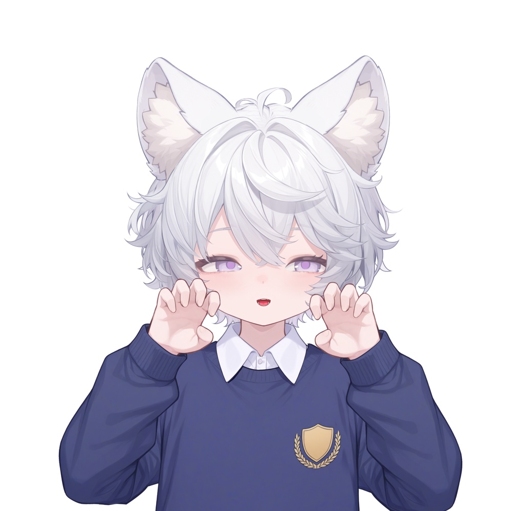 【live2d汎用モデル】白髪の正太猫耳男子・多表情対応・VTS対応 | White-haired Shota Cat-eared Boy