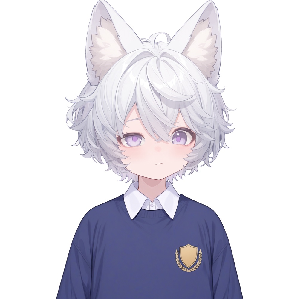 【live2d汎用モデル】白髪の正太猫耳男子・多表情対応・VTS対応 | White-haired Shota Cat-eared Boy