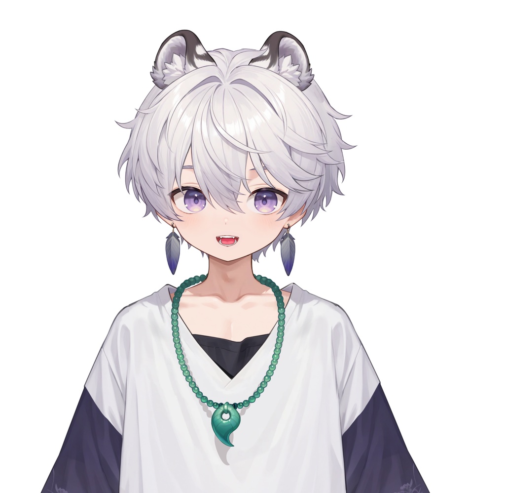 【live2d汎用モデル】銀髪の雪豹少年・VTS対応 | Snow Leopard Boy | Cute Silver Hair, Kemonomimi, Casual Style