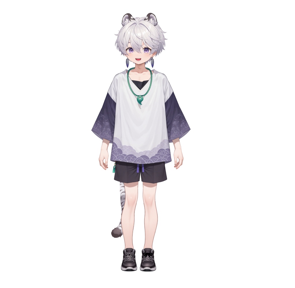 【live2d汎用モデル】銀髪の雪豹少年・VTS対応 | Snow Leopard Boy | Cute Silver Hair, Kemonomimi, Casual Style