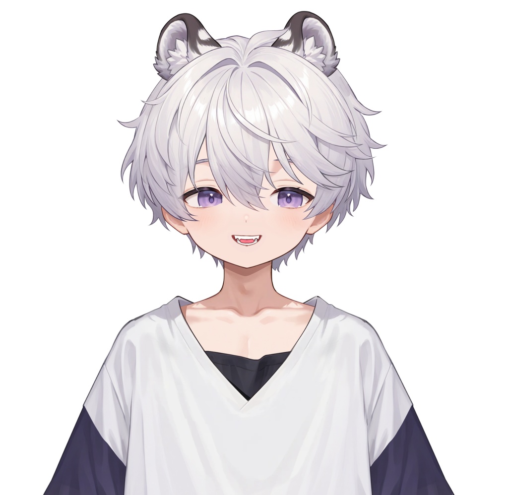 【live2d汎用モデル】銀髪の雪豹少年・VTS対応 | Snow Leopard Boy | Cute Silver Hair, Kemonomimi, Casual Style