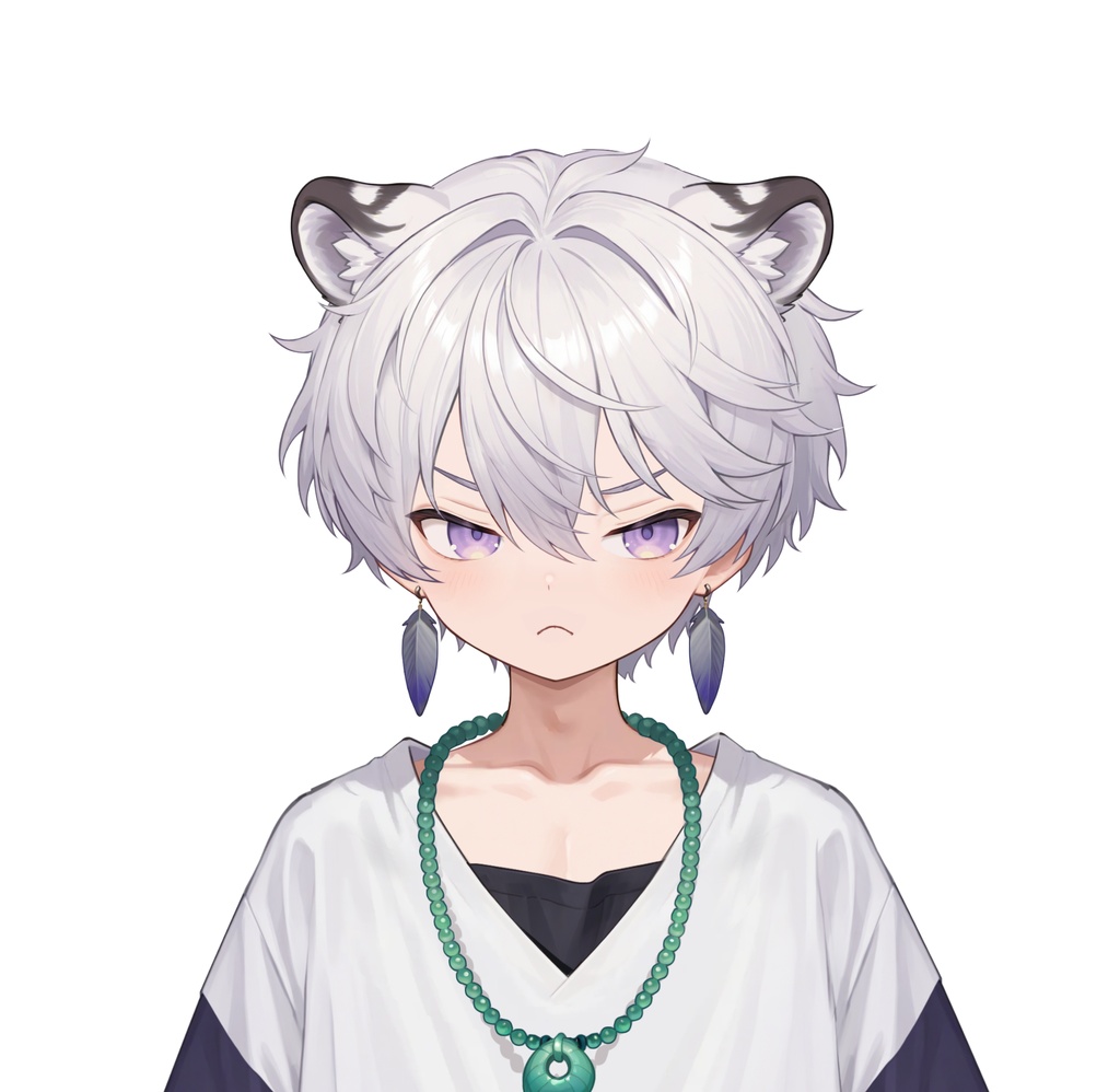 【live2d汎用モデル】銀髪の雪豹少年・VTS対応 | Snow Leopard Boy | Cute Silver Hair, Kemonomimi, Casual Style