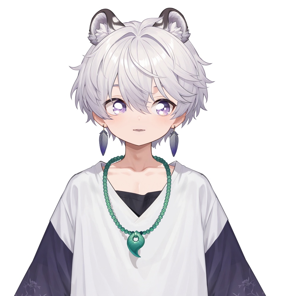 【live2d汎用モデル】銀髪の雪豹少年・VTS対応 | Snow Leopard Boy | Cute Silver Hair, Kemonomimi, Casual Style