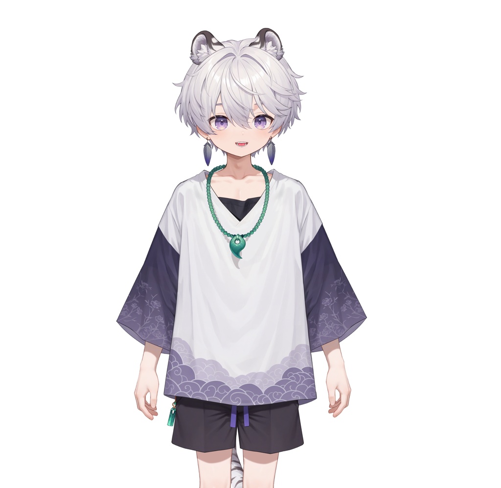【live2d汎用モデル】銀髪の雪豹少年・VTS対応 | Snow Leopard Boy | Cute Silver Hair, Kemonomimi, Casual Style
