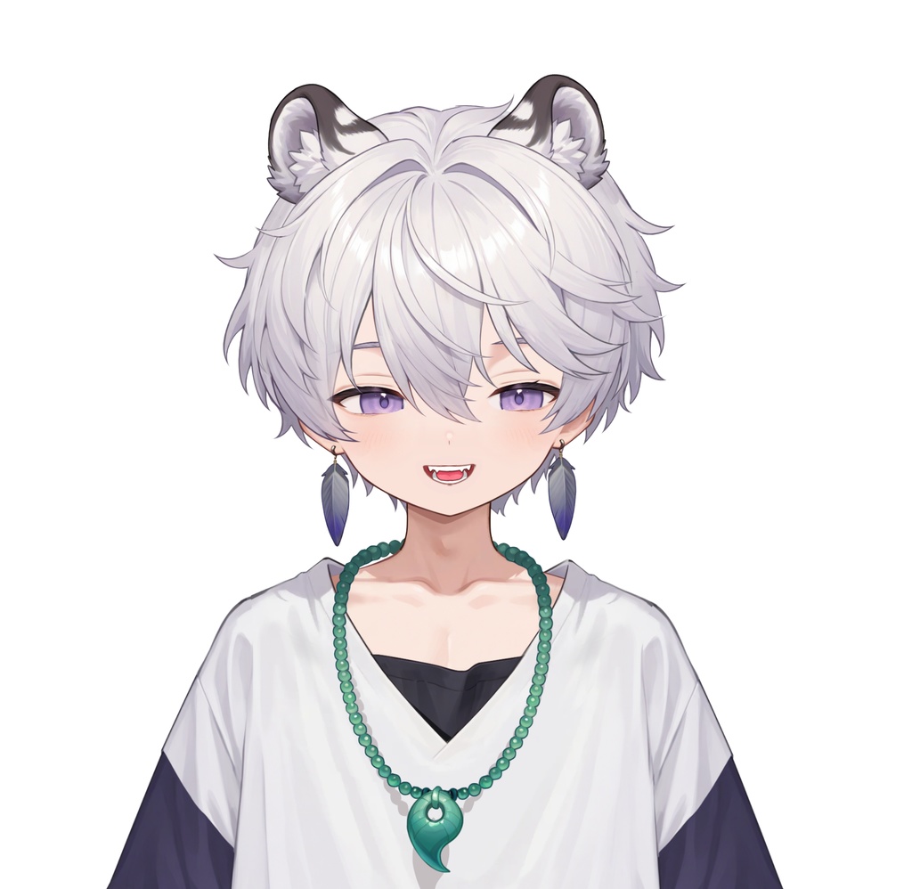 【live2d汎用モデル】銀髪の雪豹少年・VTS対応 | Snow Leopard Boy | Cute Silver Hair, Kemonomimi, Casual Style