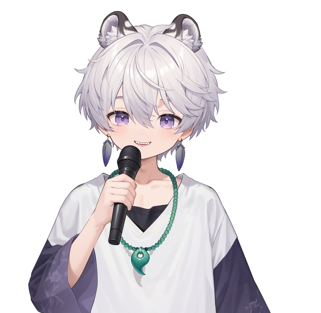 【live2d汎用モデル】銀髪の雪豹少年・VTS対応 | Snow Leopard Boy | Cute Silver Hair, Kemonomimi, Casual Style