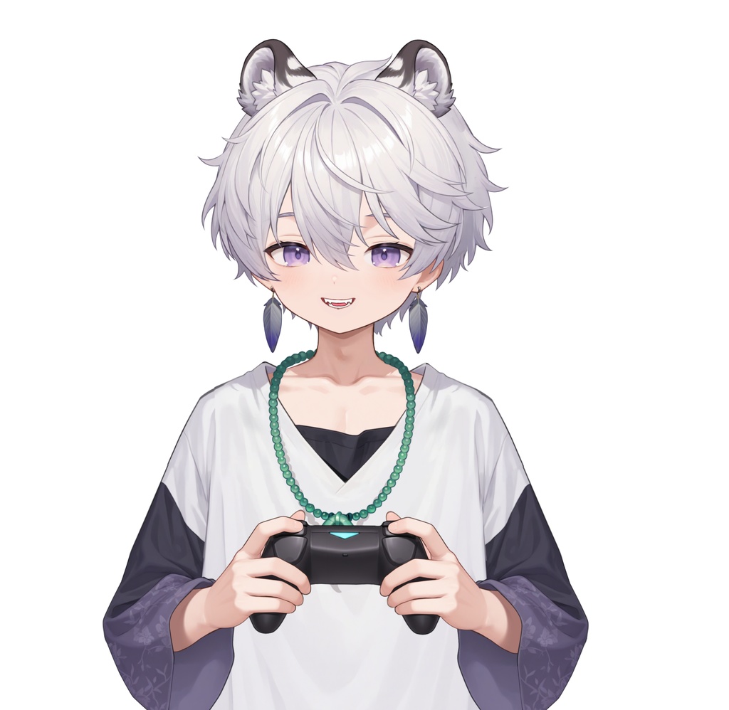 【live2d汎用モデル】銀髪の雪豹少年・VTS対応 | Snow Leopard Boy | Cute Silver Hair, Kemonomimi, Casual Style